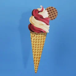 DecoWoerner Decoración De Verano>Expositor De Helado De Fresa Y Vainilla 50 Cm