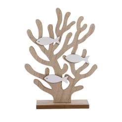DecoWoerner Decoración De Verano>Expositor Decorativo De Madera De Coral Con Peces 22 X 6 X 30 Cm