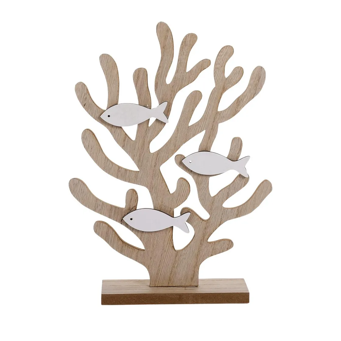 DecoWoerner Decoración De Verano>Expositor Decorativo De Madera De Coral Con Peces 22 X 6 X 30 Cm