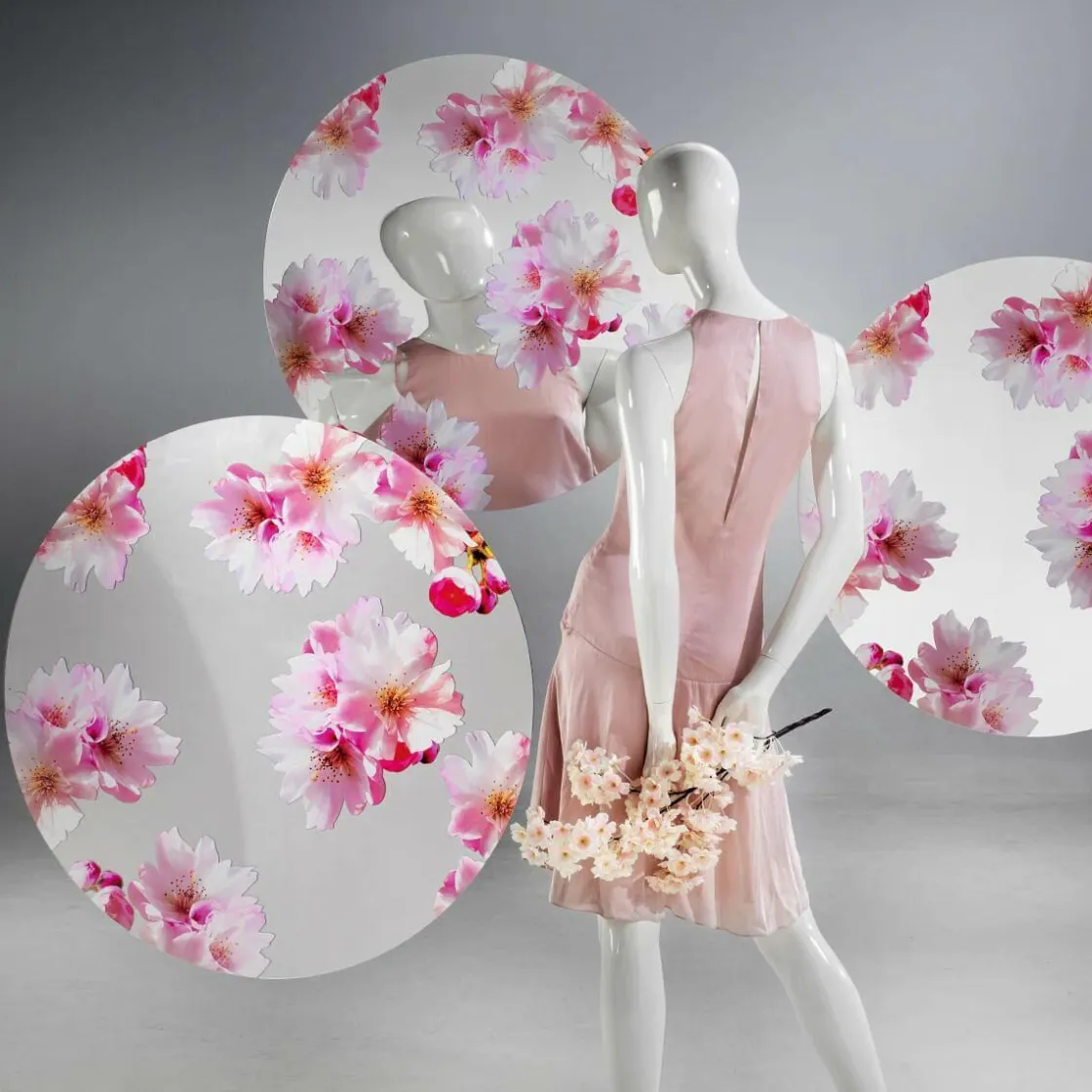 DecoWoerner Decoración Temática|Decoración De Primavera>Expositor Espejo Flores Del Cerezo Ø 80 Cm