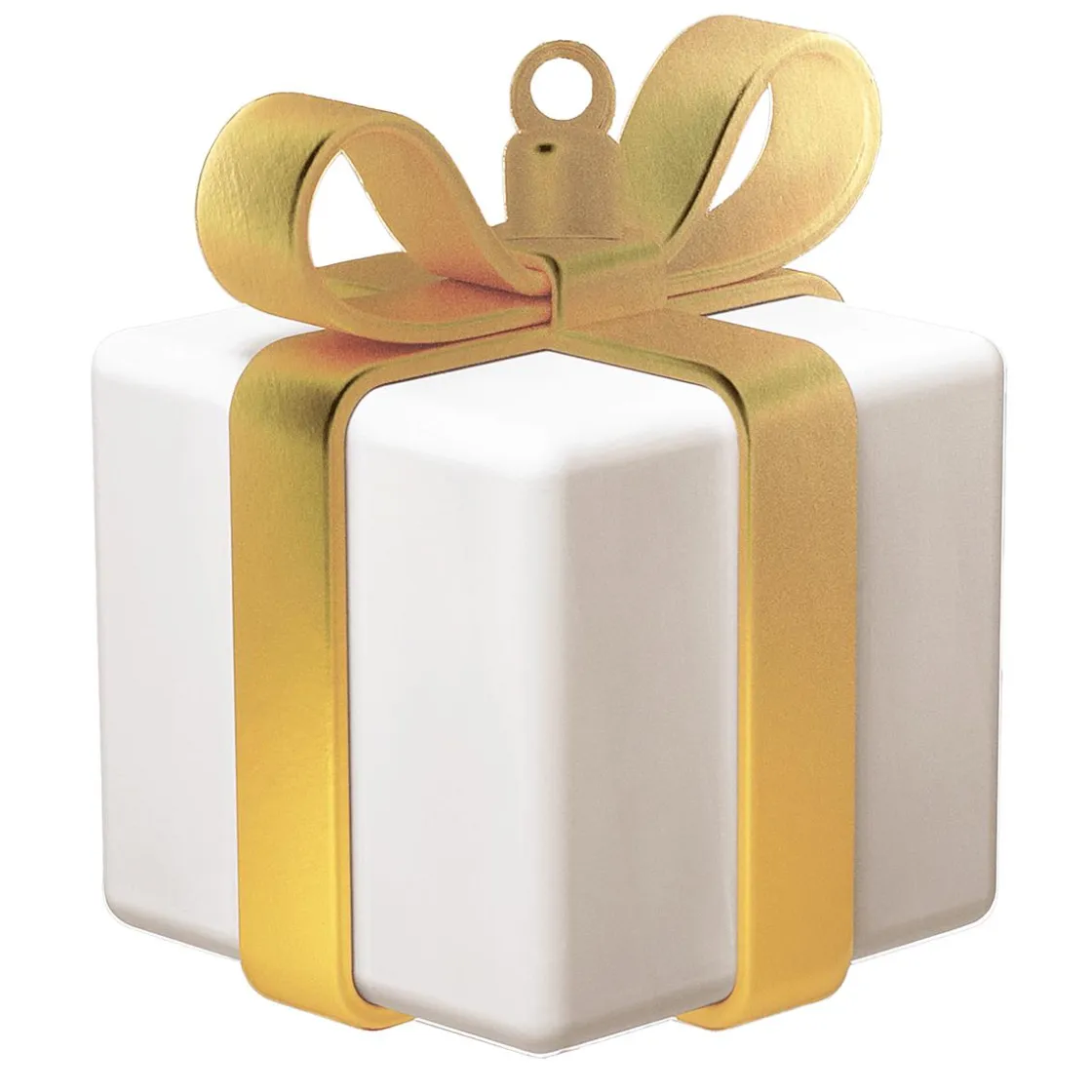 DecoWoerner Decoración De Invierno|Figuras De Navidad>Expositor Regalo Blanco Con Lazo Dorado