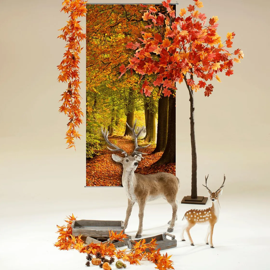 DecoWoerner Decoración De Animales|Decoración De Otoño>Figura Deco Ciervo Animal Con Cornamenta 27 X 18 X 56 Cm
