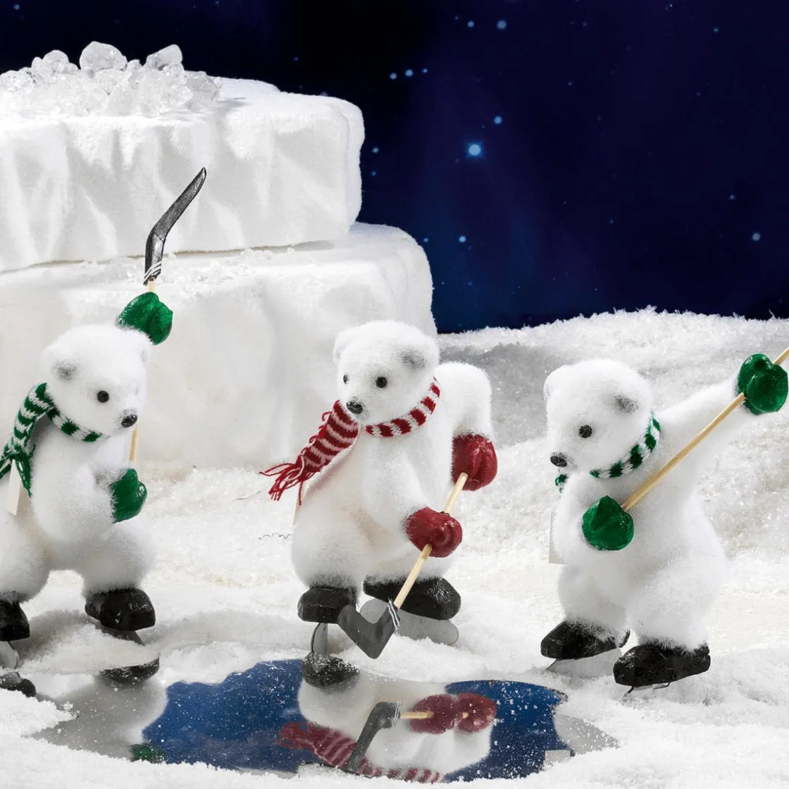DecoWoerner Decoración De Invierno>Figuras Decorativas Osos Polares De Hockey, Altura 30 Cm