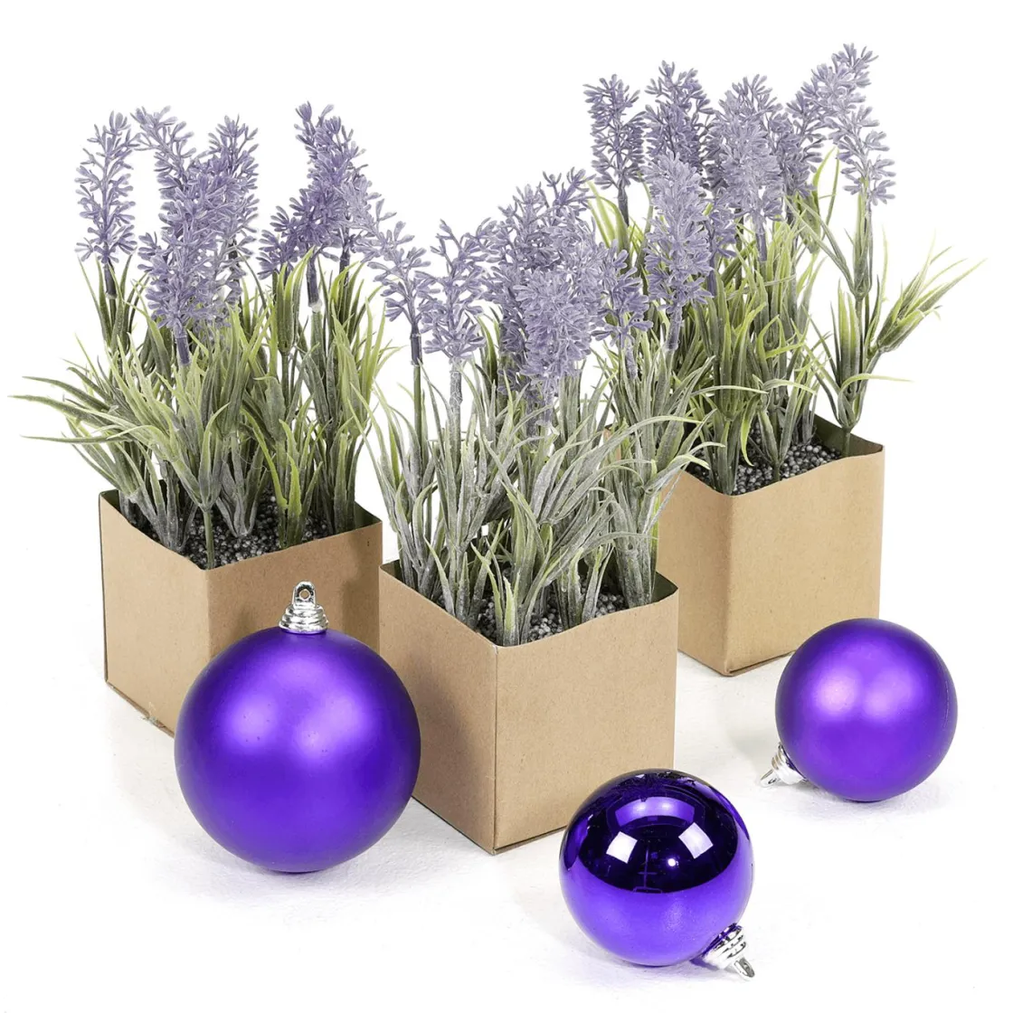 DecoWoerner Plantas De Interior|Flores Artificiales>Flor Artificial De Lavanda En Maceta De Papel 20 Cm