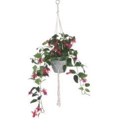 DecoWoerner Plantas Colgantes>Flor Artificial Fucsia Semáforo Colgante En Maceta 85 Cm