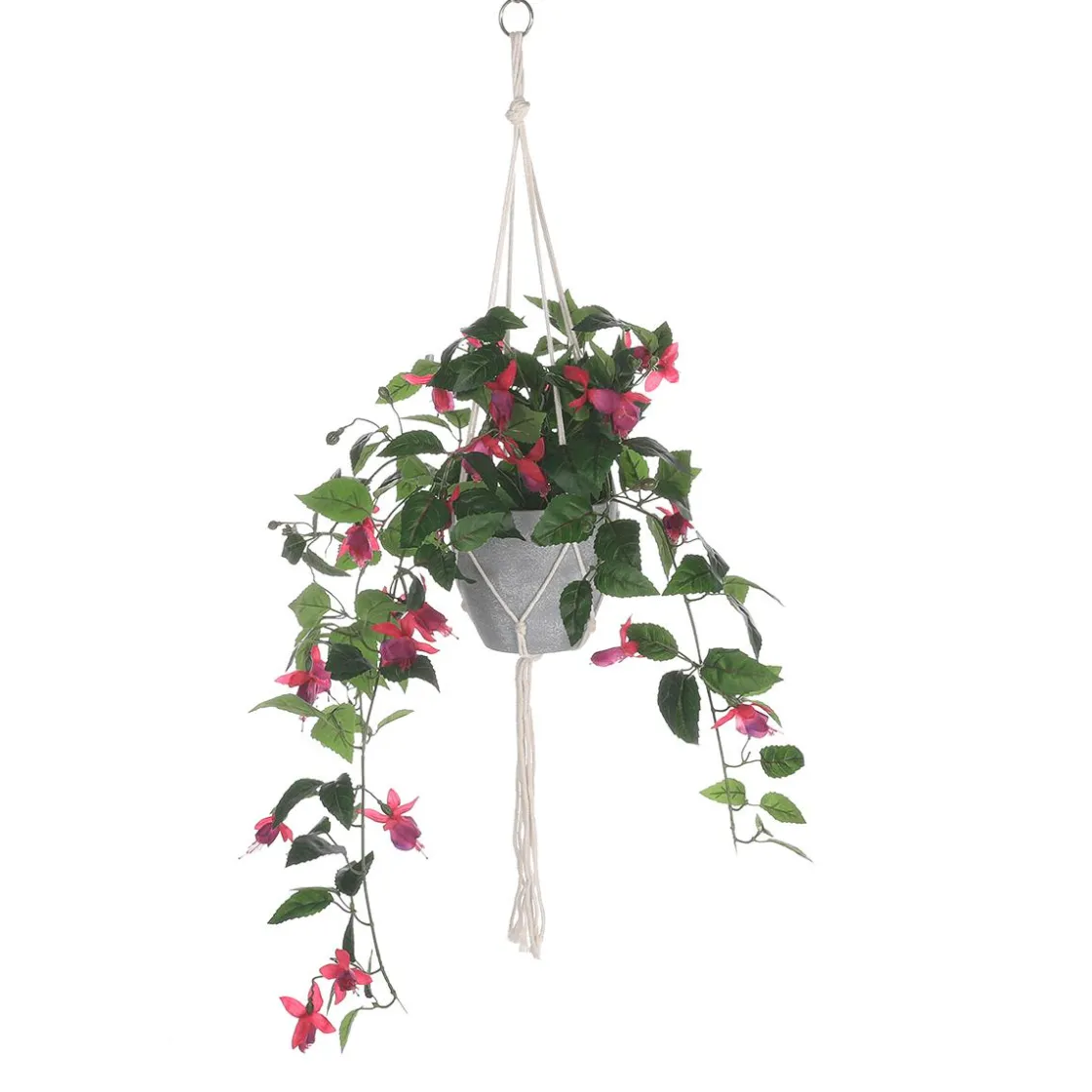 DecoWoerner Plantas Colgantes>Flor Artificial Fucsia Semáforo Colgante En Maceta 85 Cm