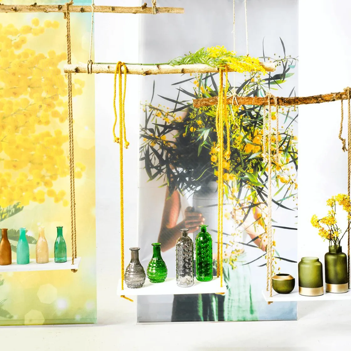 DecoWoerner Decoración De Primavera|Flores Artificiales>Flor Artificial Mimosa 84 Cm Amarilla