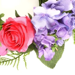 DecoWoerner Decoración De Primavera|Ramos Y Coronas De Flores>Flor De Hortensia Artificial Corona De Flores Para Puerta Rojo Púrpura 30 Cm Ø
