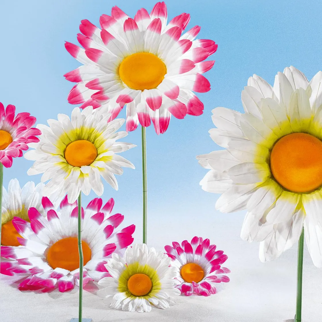 DecoWoerner Decoración De Primavera|Cabezas De Flores Artificiales>Flor De Margarita Gigante Blanca, Ø 55 Cm