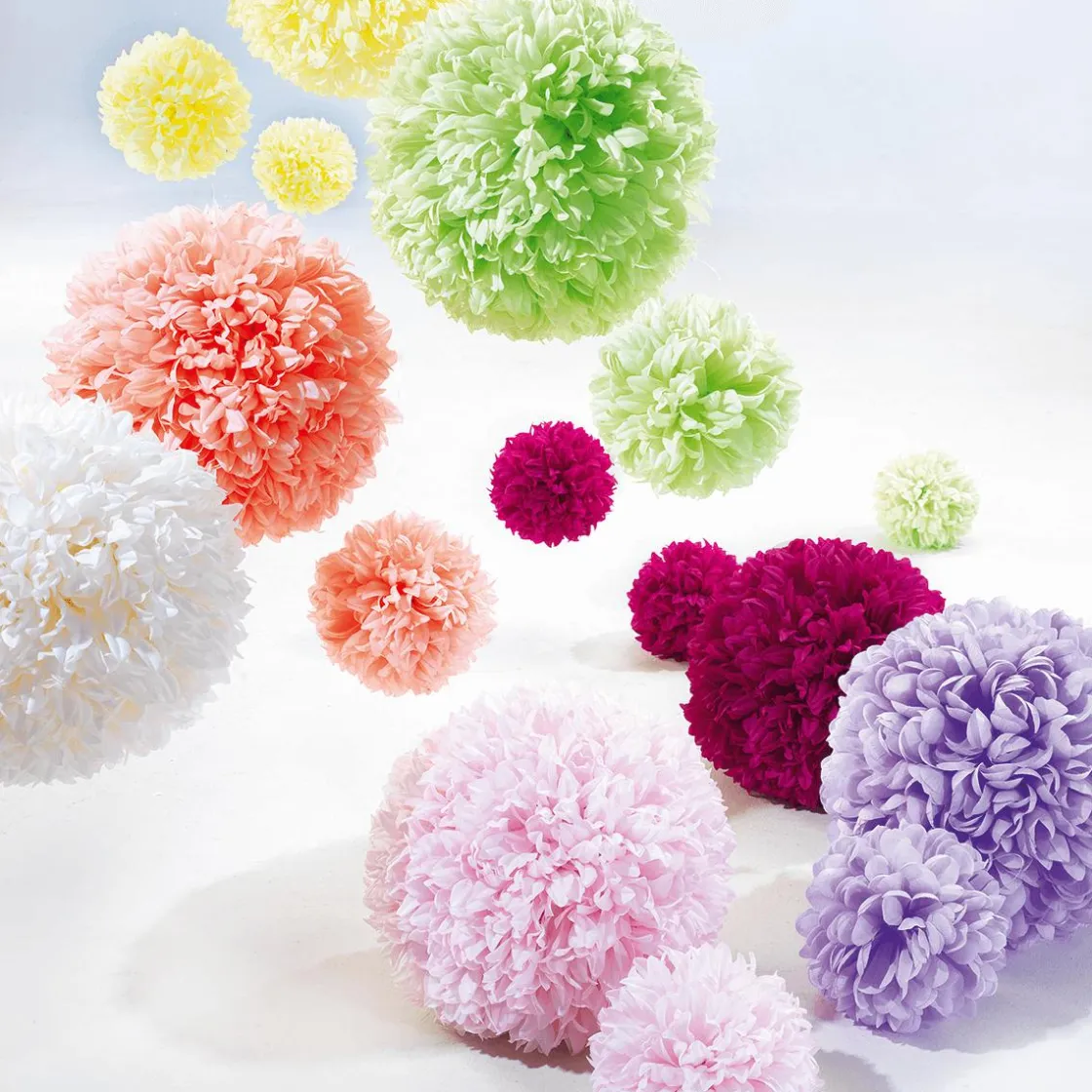 DecoWoerner Decoración Temática|Decoración De Primavera>Flor De Pompón, Ø 16 Cm, Amarilla, 2 Piezas