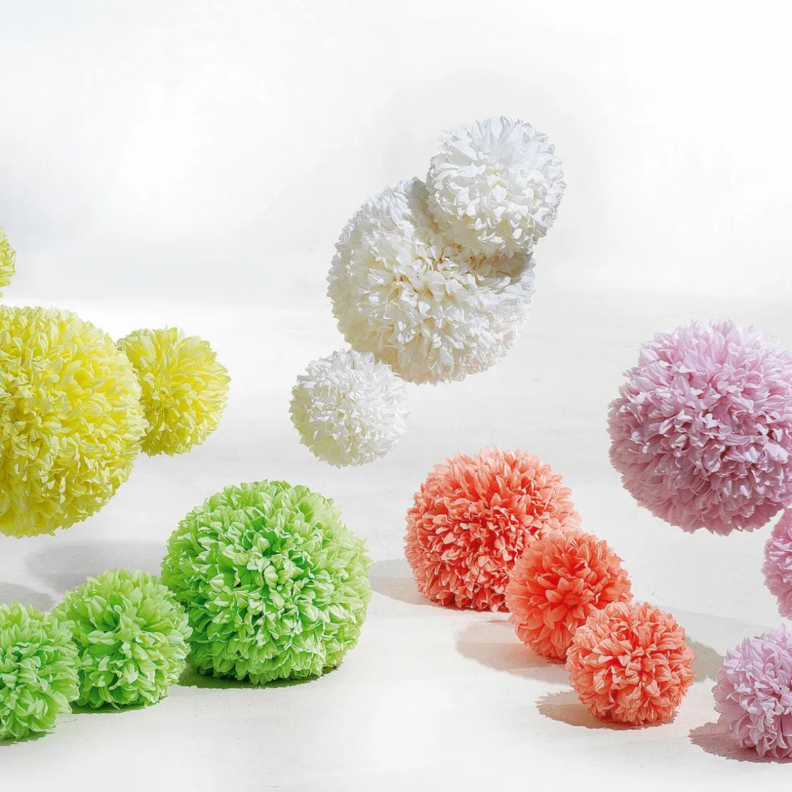 DecoWoerner Decoración Temática|Decoración De Primavera>Flor De Pompón, Ø 16 Cm, Amarilla, 2 Piezas