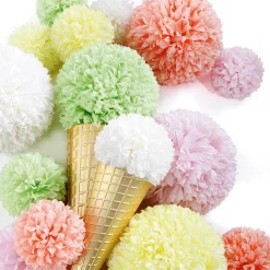 DecoWoerner Decoración Temática|Decoración De Primavera>Flor De Pompón, Ø 25 Cm, Amarilla