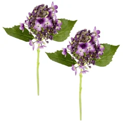 DecoWoerner Flores Artificiales>Flores De Hortensia Artificiales Morado, 39 Cm, 2 Piezas