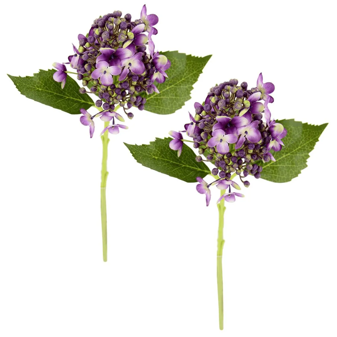 DecoWoerner Flores Artificiales>Flores De Hortensia Artificiales Morado, 39 Cm, 2 Piezas