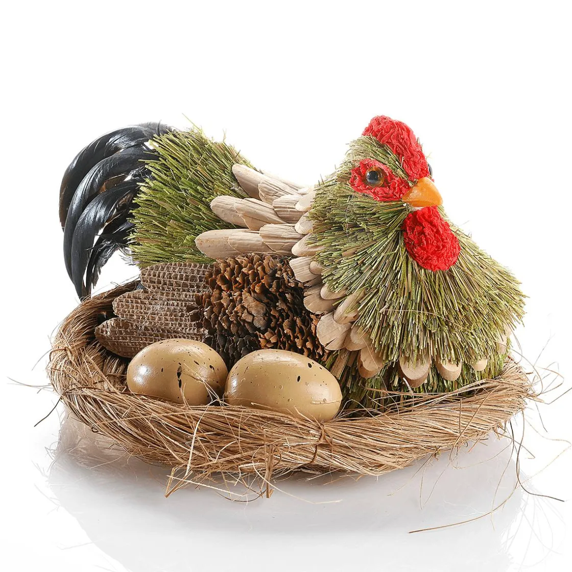 DecoWoerner Decoración De Animales|Decoración De Pascua>Gallina Deco Sobre Nido 23 Cm Ø, 16 Cm De Altura