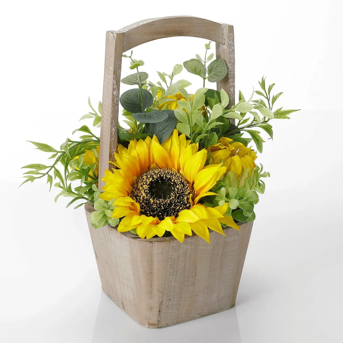 DecoWoerner Decoración De Otoño|Flores Artificiales>Girasoles Artificiales En Cesta 31 Cm
