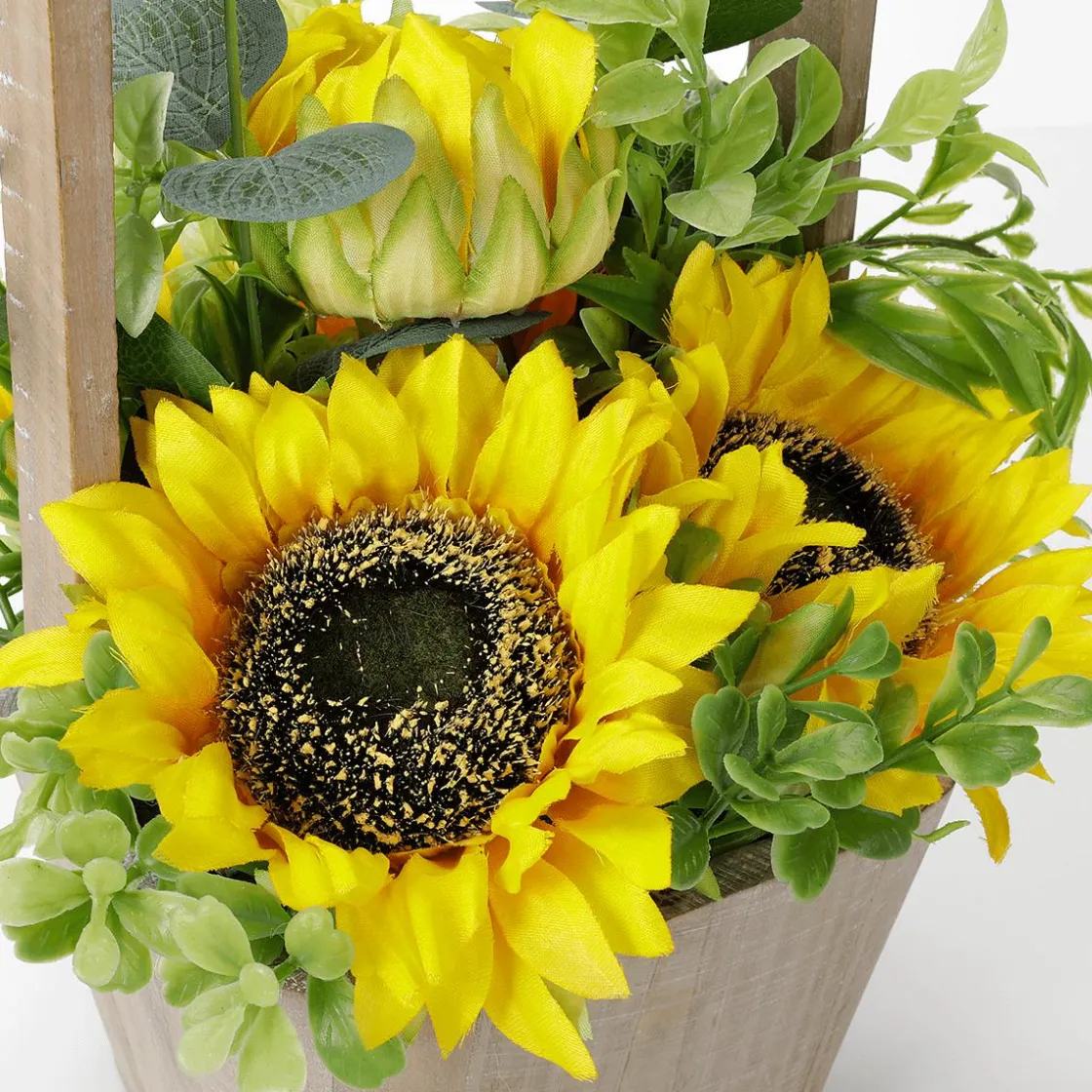 DecoWoerner Decoración De Otoño|Flores Artificiales>Girasoles Artificiales En Cesta 31 Cm