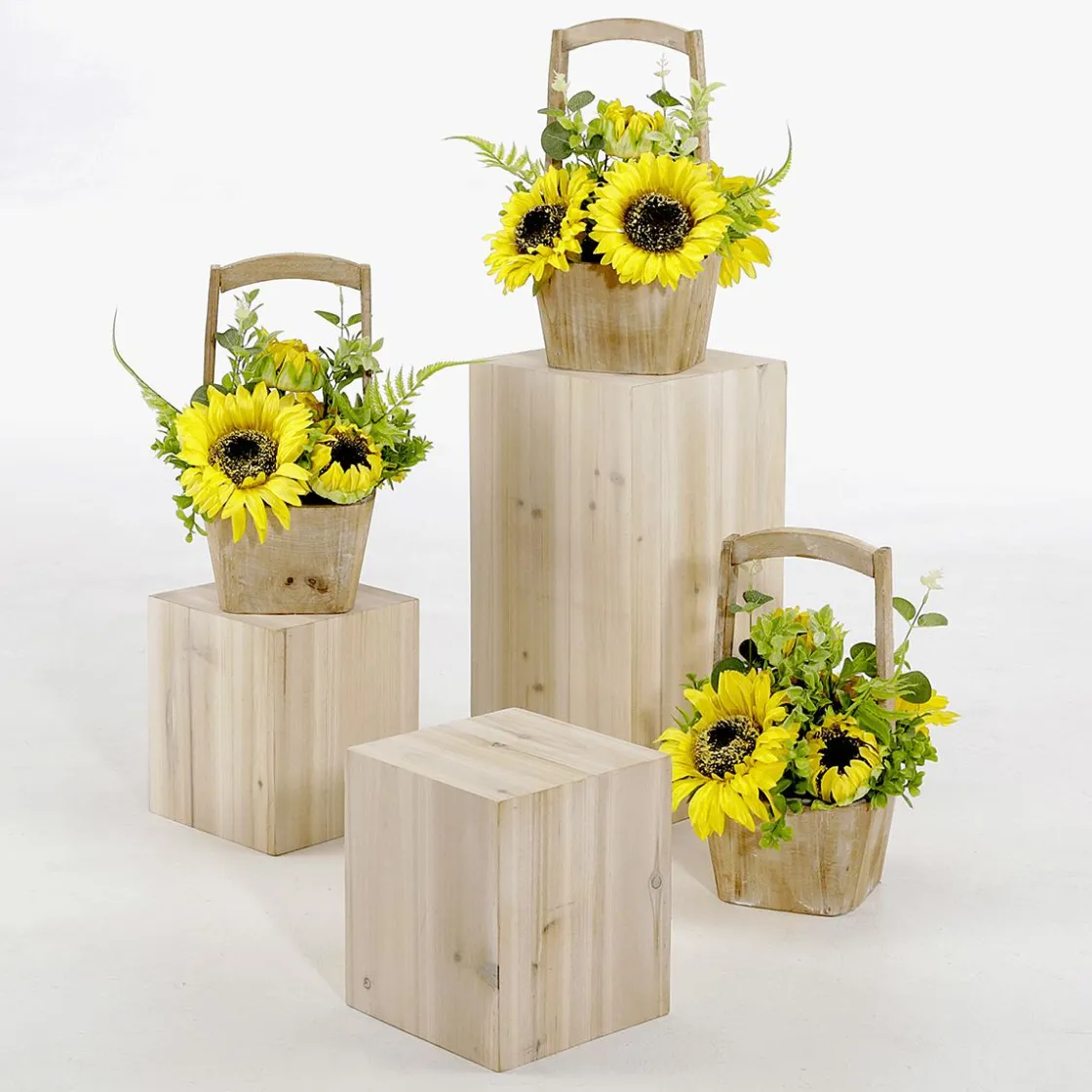 DecoWoerner Decoración De Otoño|Flores Artificiales>Girasoles Artificiales En Cesta 31 Cm