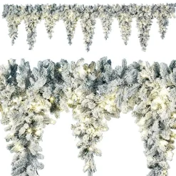 DecoWoerner Guirnaldas De Navidad>Guirnalda De Abeto Con Carámbanos LED Cubierta De Nieve, 270 Cm