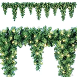 DecoWoerner Guirnaldas De Navidad>Guirnalda De Abeto Con Carámbanos LED Para Exteriores, Longitud 270 Cm