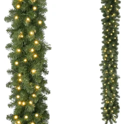 DecoWoerner Decoración De Invierno|Guirnaldas De Navidad>Guirnalda De Abetos Con LED Blanco Cálido, 270 Cm