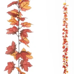 DecoWoerner Decoración De Otoño|Guirnaldas Y Vides>Guirnalda De Arce Artificial - Marrón 180 Cm
