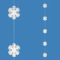 DecoWoerner Decoración De Invierno>Guirnalda De Copos De Nieve 3D Blanca, 180 Cm
