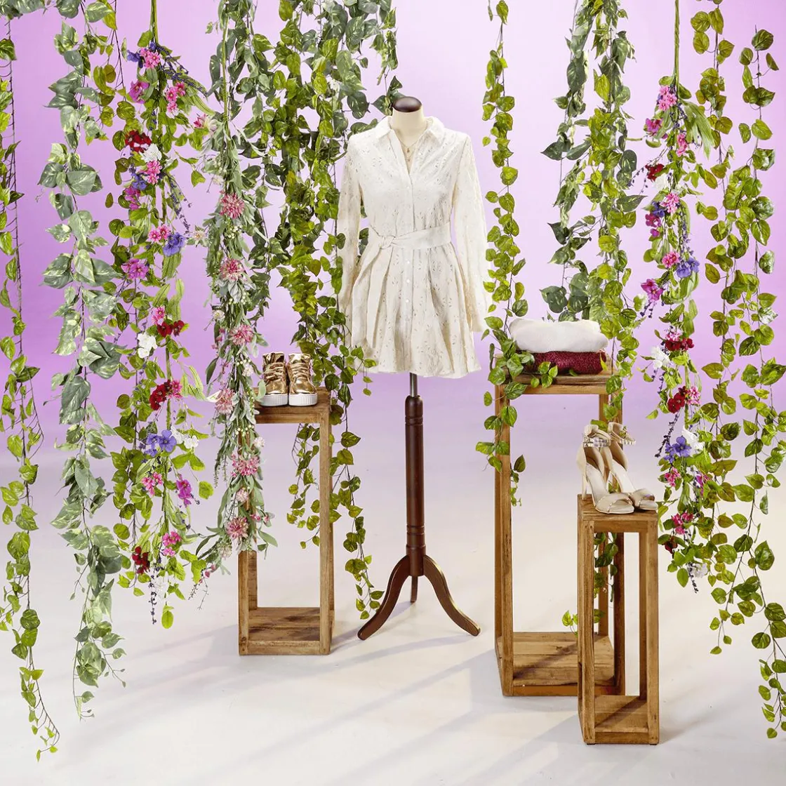DecoWoerner Decoración De Verano|Decoración De Primavera>Guirnalda De Dalias Artificiales 158 Cm