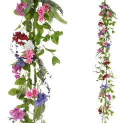 DecoWoerner Guirnaldas Y Vides>Guirnalda De Flores De Campo Artificiales Rosa Púrpura 158 Cm
