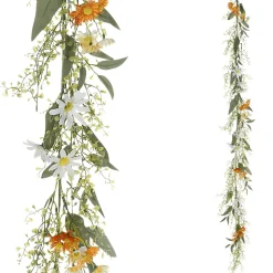 DecoWoerner Decoración De Verano|Decoración De Primavera>Guirnalda De Flores De Campo Artificiales Enredadera Artificial - Blanca 158 Cm