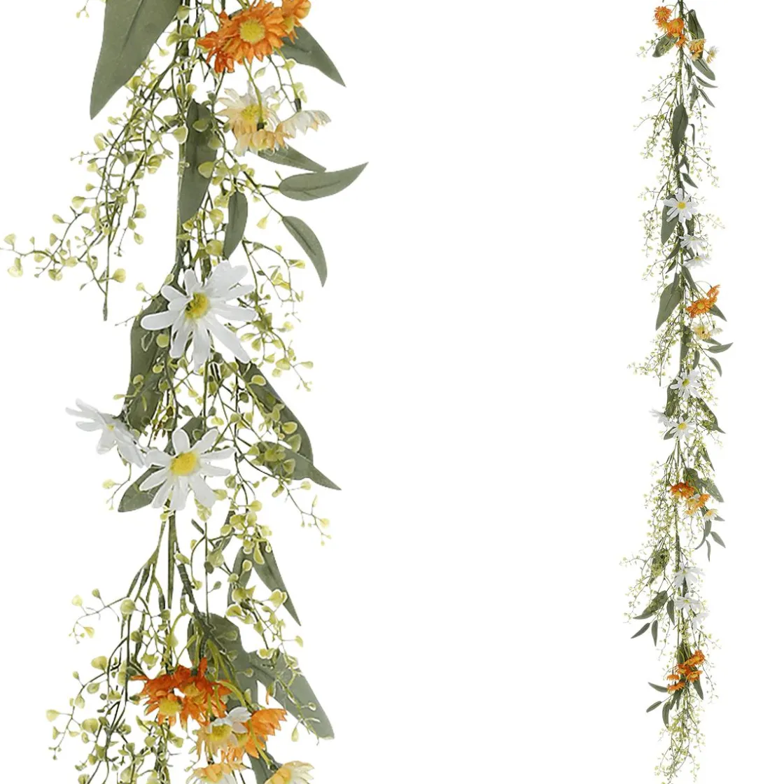 DecoWoerner Decoración De Verano|Decoración De Primavera>Guirnalda De Flores De Campo Artificiales Enredadera Artificial - Blanca 158 Cm