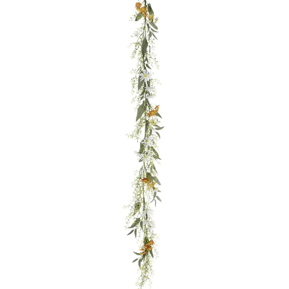 DecoWoerner Decoración De Verano|Decoración De Primavera>Guirnalda De Flores De Campo Artificiales Enredadera Artificial - Blanca 158 Cm