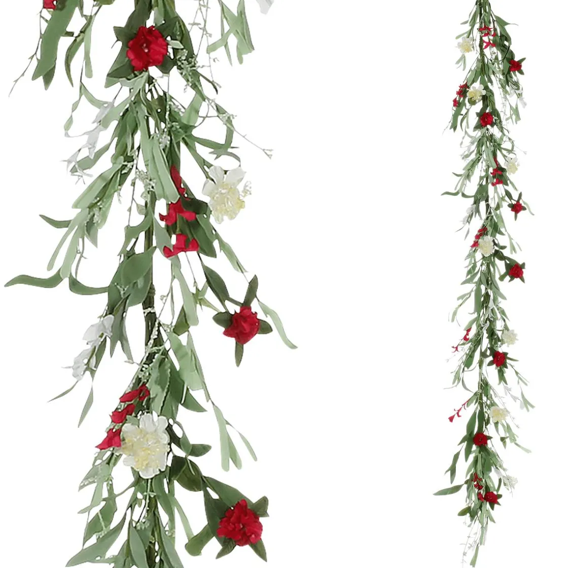 DecoWoerner Decoración De Verano|Decoración De Primavera>Guirnalda De Flores De Campo Artificiales Vid Roja Blanca 158 Cm