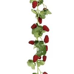DecoWoerner Decoración De Verano|Ramas Y Ramitas>Guirnalda De Frambuesas Artificiales 50 Cm Con 21 Frutos