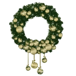 DecoWoerner Coronas De Navidad>Guirnalda De Luvi Con Bolas Doradas Y LEDs 200 Cm Ø