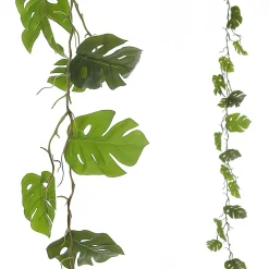 DecoWoerner Decoración De Verano|Guirnaldas Y Vides>Guirnalda De Plantas Artificiales Filodendro 140 Cm