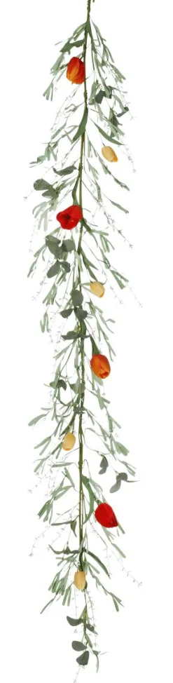 DecoWoerner Decoración De Primavera|Guirnaldas Y Vides>Guirnalda De Tulipanes Artificiales Enredadera Artificial 158 Cm