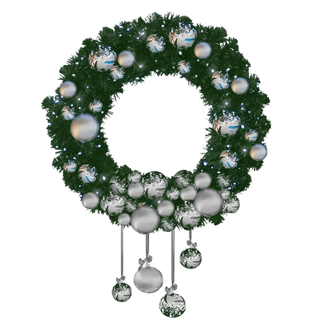 DecoWoerner Coronas De Navidad>Guirnalda Luvi Con Bolas Y Led Frío 120 Cm Ø