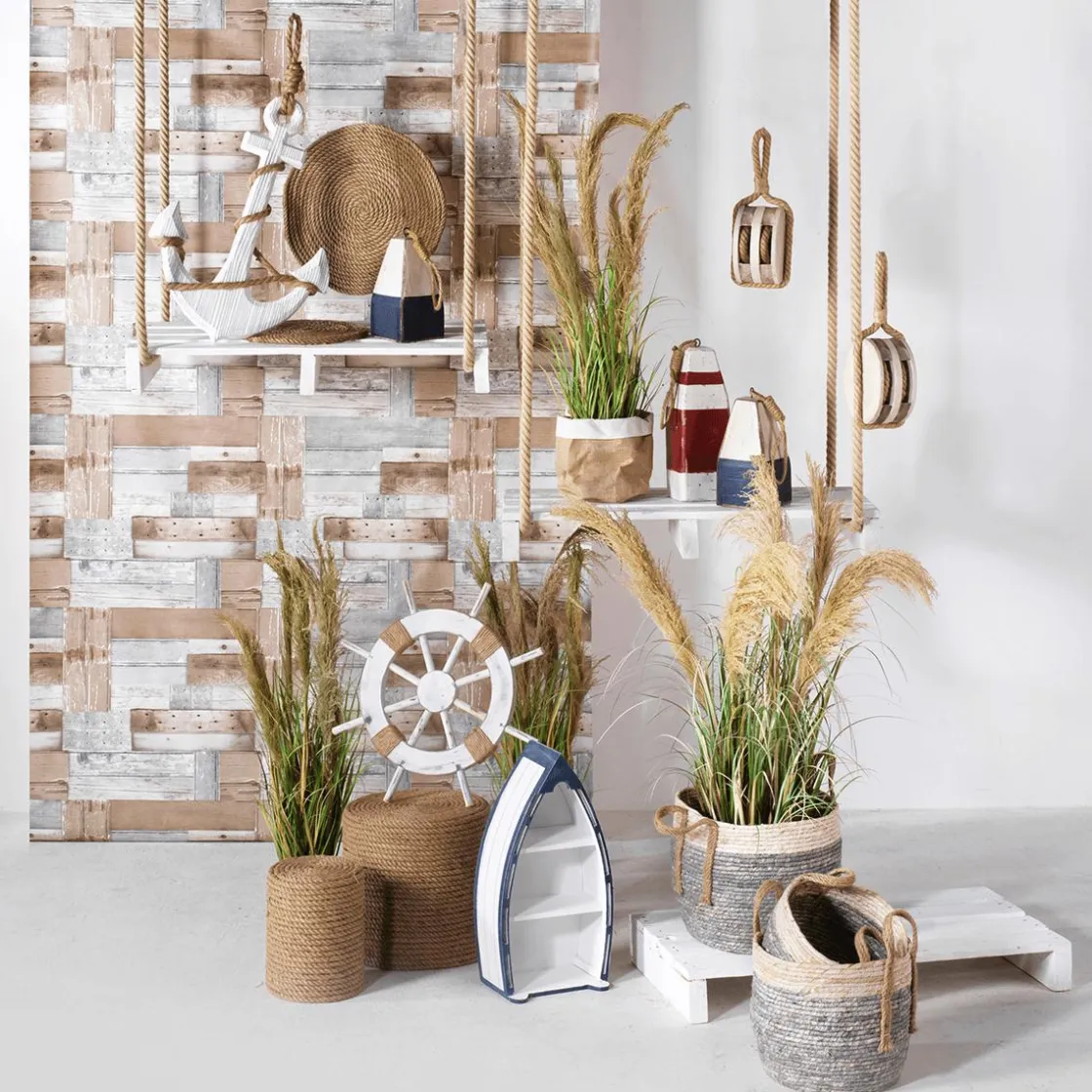 DecoWoerner Decoración Natural|Decoración De Verano>Guirnalda Perimetral De Defensa Decorativa Altura 34 Cm