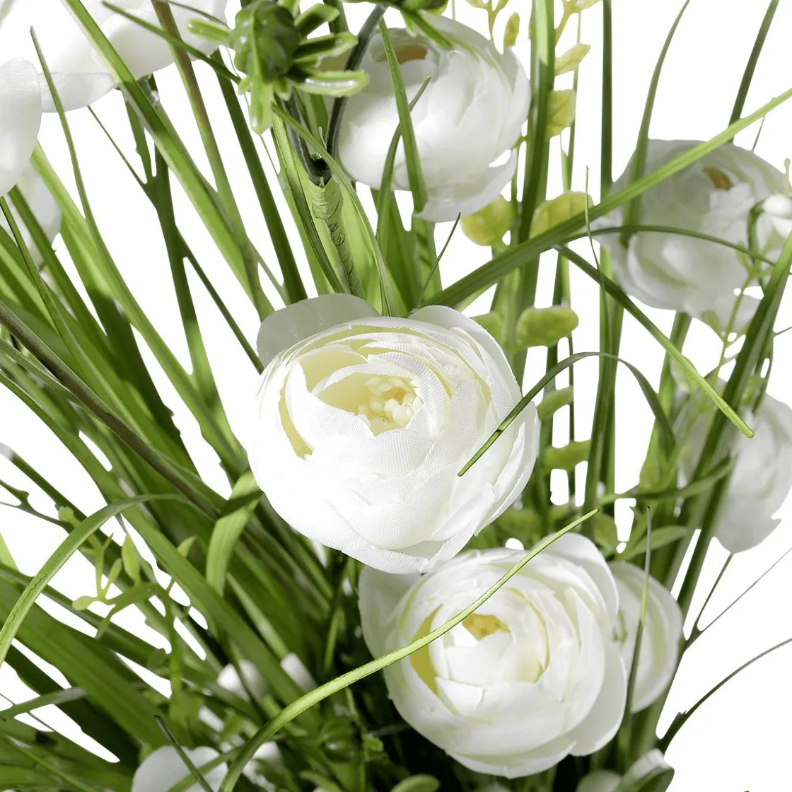 DecoWoerner Decoración De Primavera|Hierba Decorativa>Haz De Gas Artificial Con Flores Blancas De 70 Cm