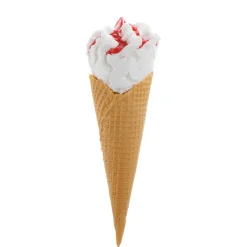 DecoWoerner Chocolate Y Helados>Helado Blando En Barquillo Con Salsa De Fresa - Maniquí De Comida 22 Cm