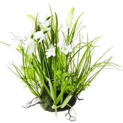DecoWoerner Decoración De Primavera|Hierba Decorativa>Hemisferio De Musgo Artificial Con Flores De Primavera, , 30 Cm
