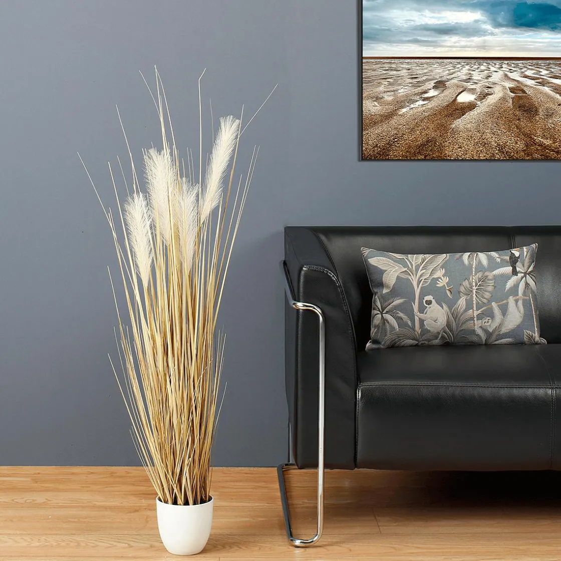DecoWoerner Decoración De Verano|Hierba Decorativa>Hierba De Caña Artificial En La Maceta 110 Cm