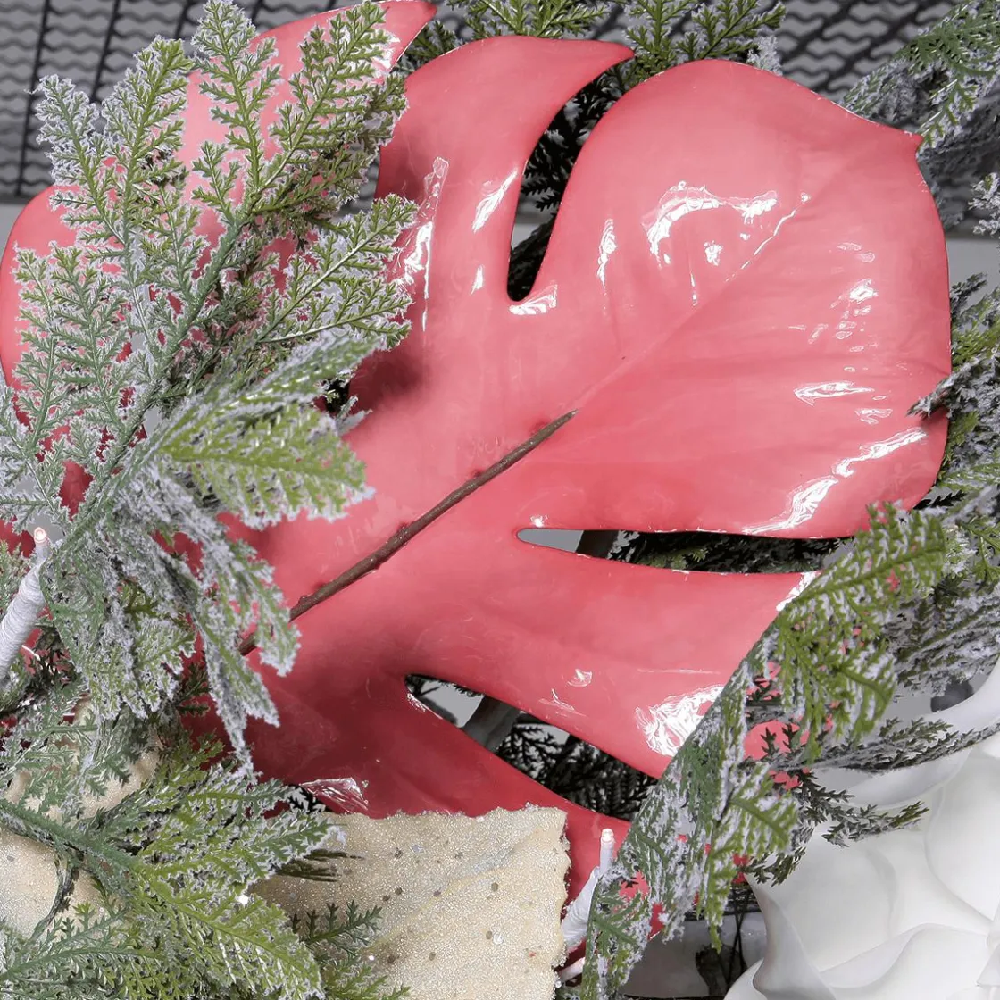 DecoWoerner Decoración De Otoño>Hoja De Monstera Artificial 90 Cm Crema