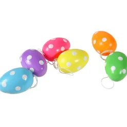 DecoWoerner Decoración De Pascua>Huevos De Pascua Decorativos 6 Cm, Con Puntos, 6 Piezas