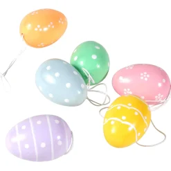 DecoWoerner Decoración De Pascua>Huevos De Pascua Decorativos Para Colgar 6 Cm, Pastel Con Puntos, 6 Piezas