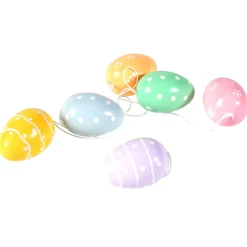 DecoWoerner Decoración De Pascua>Huevos De Pascua Decorativos Para Colgar 6 Cm, Pastel Con Puntos, 6 Piezas
