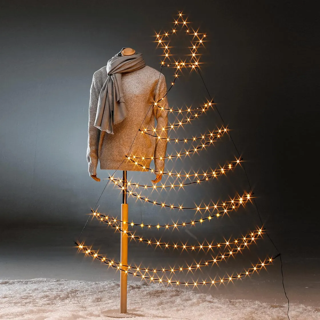 DecoWoerner Luz Decorativa|Luces De Navidad>Iluminación De Marco LED Abeto Metálico 200 X 117 X 150 Cm