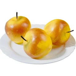 DecoWoerner Decoración De Otoño|Frutas>Imitación De Manzanas Amarillas, 3 Piezas