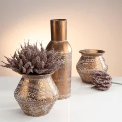 DecoWoerner Macetas Y Artículos De Decoración>Jarrón De Cobre Redondo 22,8 Cm